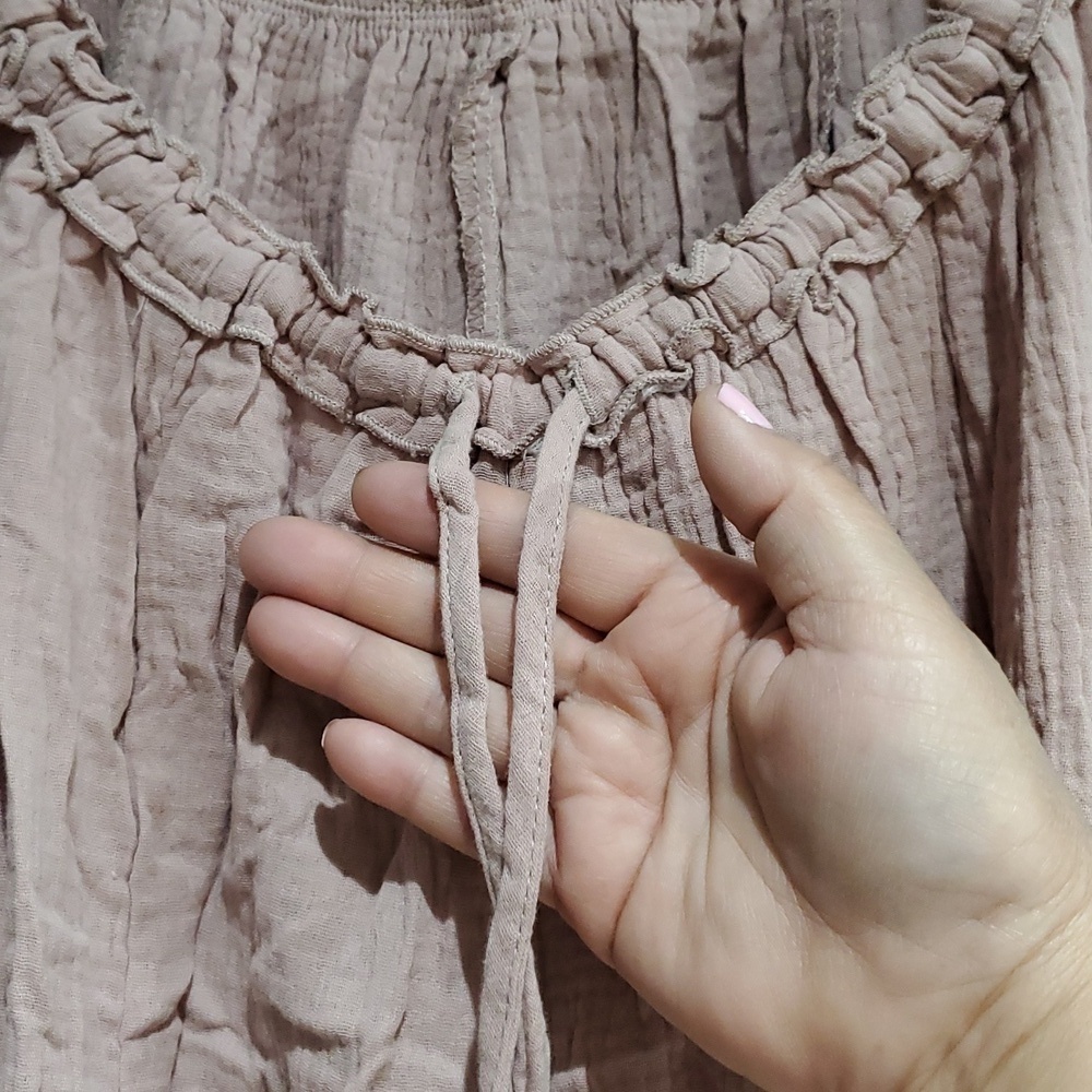 ROSE PINK ROMPER JUMPSUIT Harem SMALL SQUARE NECK  SPAGHETTI STRAP Pastel Boho - Picture 9 of 12